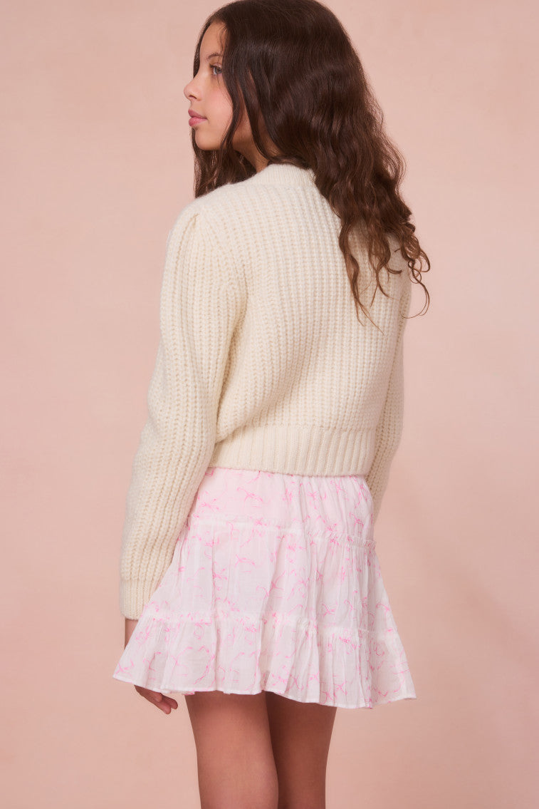 Teisha Alpaca Bow Cardigan for Girls - Soft & Warm Knit Sweater - Perfect for School, Parties & Winter Outfits