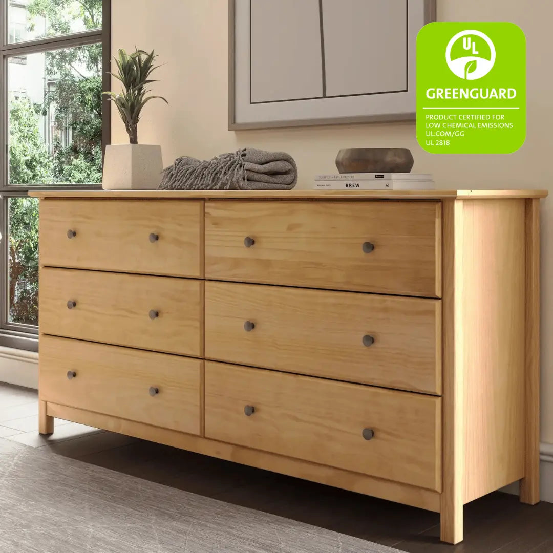 6 Drawer Shaker Dresser - Solid Wood Bedroom Furniture for Storage & Organization - Perfect for Bedrooms, Guest Rooms, and Dorm Rooms