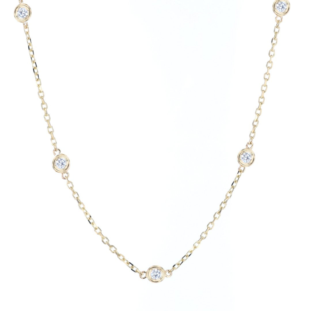 0.65 Carat Diamond Necklace for Women - 18K Gold Dainty By The Yard Chain - Perfect for Everyday Wear, Anniversary & Wedding Gifts