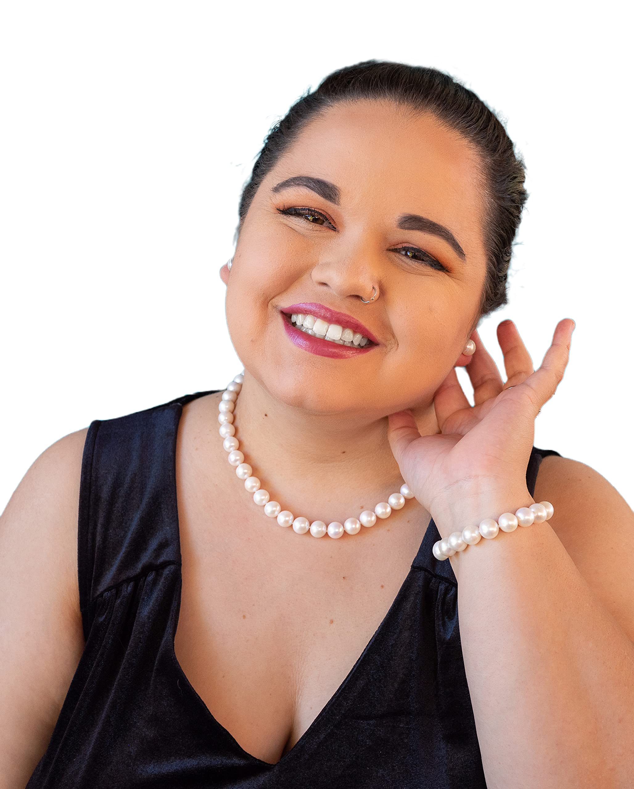 Freshwater Pearl Jewelry Set for Women - Necklace, Bracelet, Earrings - Wedding & Party