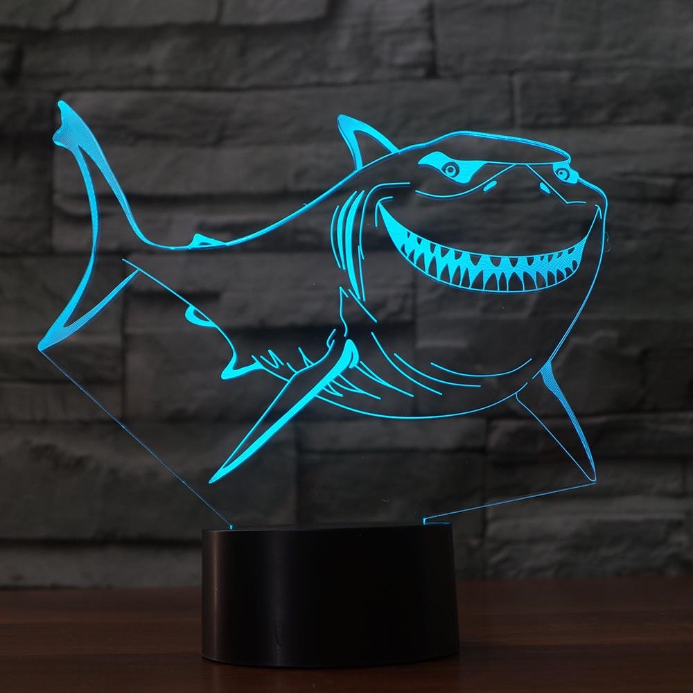3D LED Smiling Great White Shark Night Light with Remote Control - 16 Color Changing Touch Switch Desk Lamp for Kids Room, Bedroom, Halloween & Christmas Decor - Perfect Gift for Birthday, Party & Home Decoration