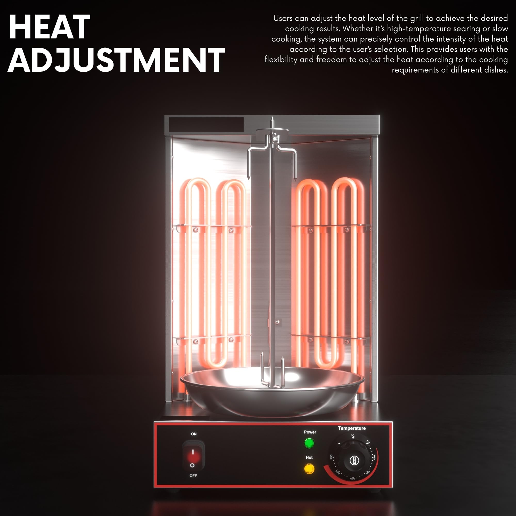 Commercial Electric Vertical Broiler - Stainless Steel Shawarma Machine & Kebab Grill for Gyro, Doner, Al Pastor - Perfect for Restaurants, Food Trucks & Catering Businesses - Indoor/Outdoor Rotisserie Oven with Energy Saving Design