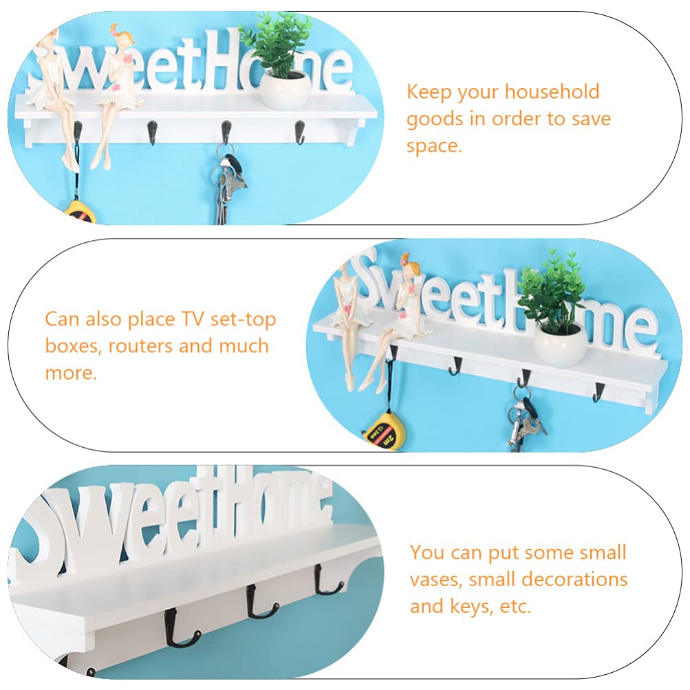 Rustic Wall Mounted Coat Rack with Hooks - White Medium Density Veneer Home Decor for Keys, Hats & Coats | Perfect for Entryway, Mudroom & Farmhouse Style Decor