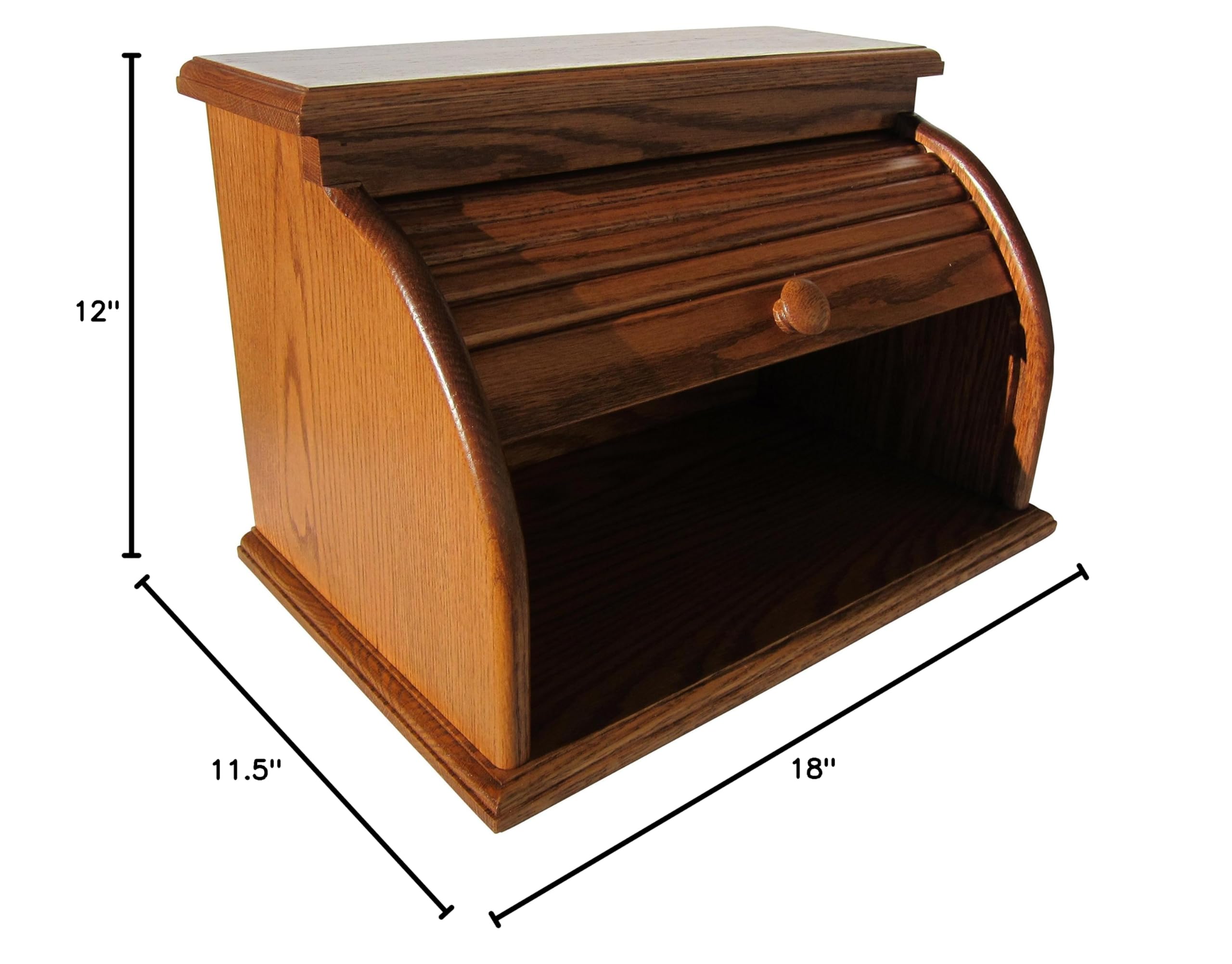 Amish Valley Solid Wood Roll Top Bread Box - Natural Chestnut Wooden Storage Bin for Kitchen Counter | Perfect for Bread, Baked Goods & Pantry Organization