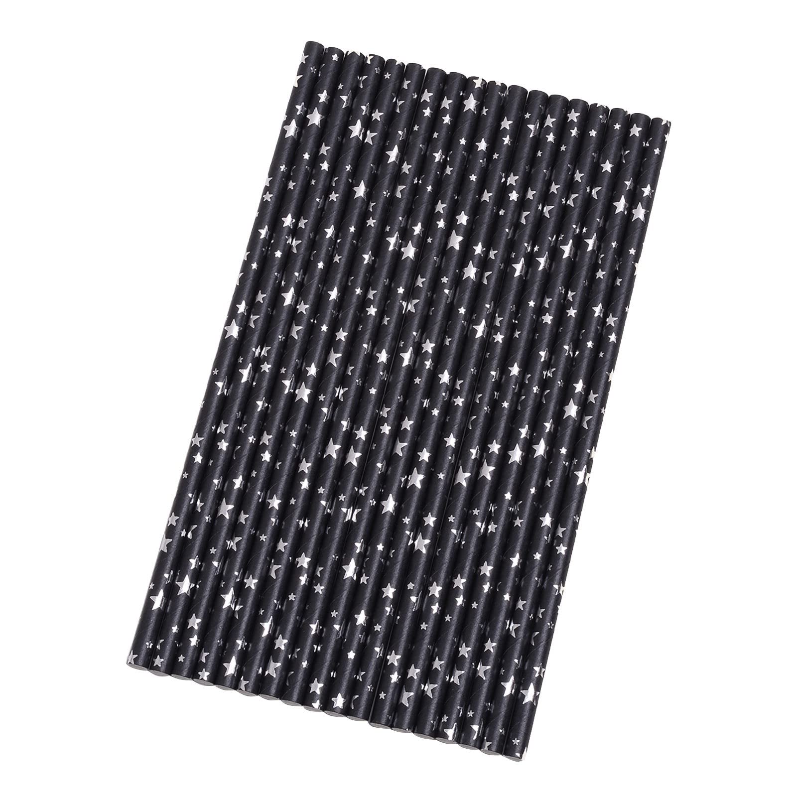 Eco-Friendly Disposable Striped Paper Drinking Straws - 25 Pack, Fun Star & Love Design, Safe for Toddlers & Kids - Perfect for Birthday Parties, Baby Showers, and Summer Drinks