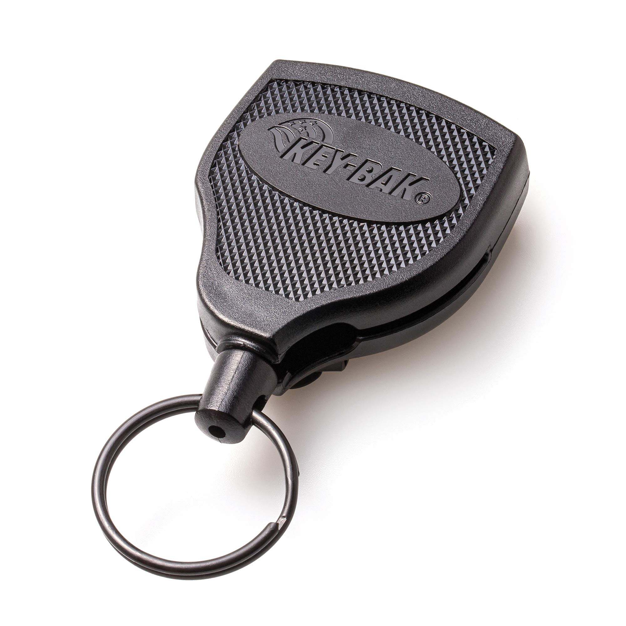 Key-Bak Super48 HD 8oz Retractable Key Holder with 48-Inch Steel Cable - Black Polycarbonate Case & Belt Clip - Secure Locking Mechanism for Keys, ID Badges & Tools - Ideal for Construction, Janitorial & Facility Maintenance Work