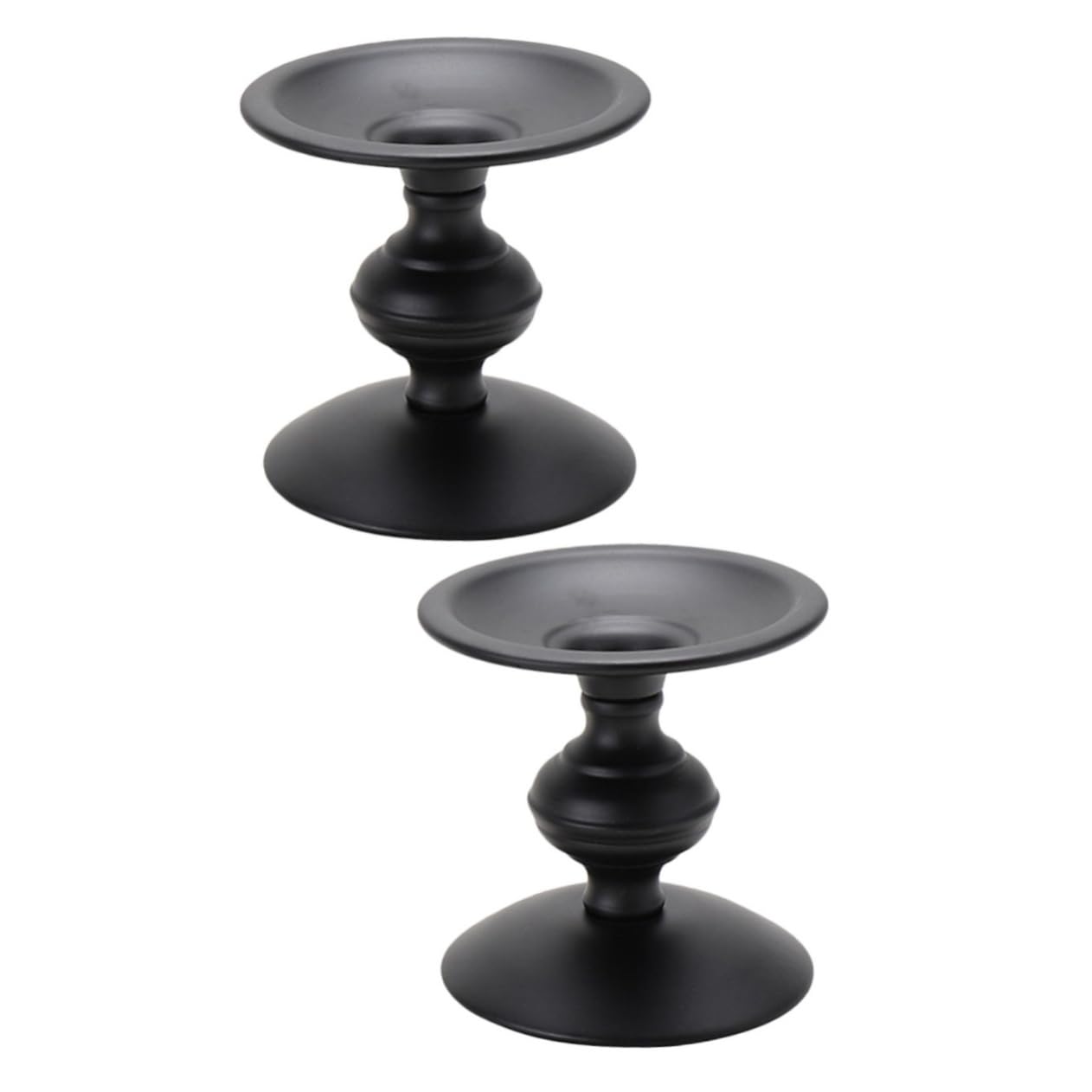 IMIKEYA 2-Pack Black Iron Candle Holders - Vintage Tea Cup Candlestick Stand for Home Decor, Tabletop Centerpiece, Wedding & Romantic Dinner Decorations - Elegant Retro Candle Stick Holder Gift Set