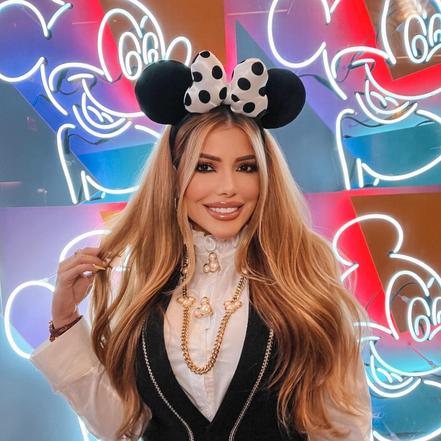 3D Polka Dot Velvet Mouse Ear Hair Bow Headband for Women & Girls - Amusement Park Photography Accessory - Fashionable Satin White Headwear for Disney Trips, Birthday Parties & Cosplay Events