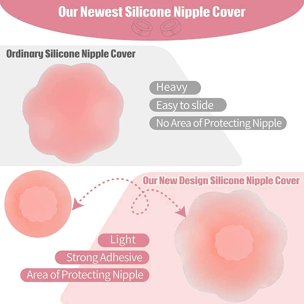 Boob Tape for Large Breasts - 2Pcs Adhesive Breast Lift Tape with Nipple Covers | Invisible Chest Support for Backless Dresses, Strapless Outfits & Swimwear