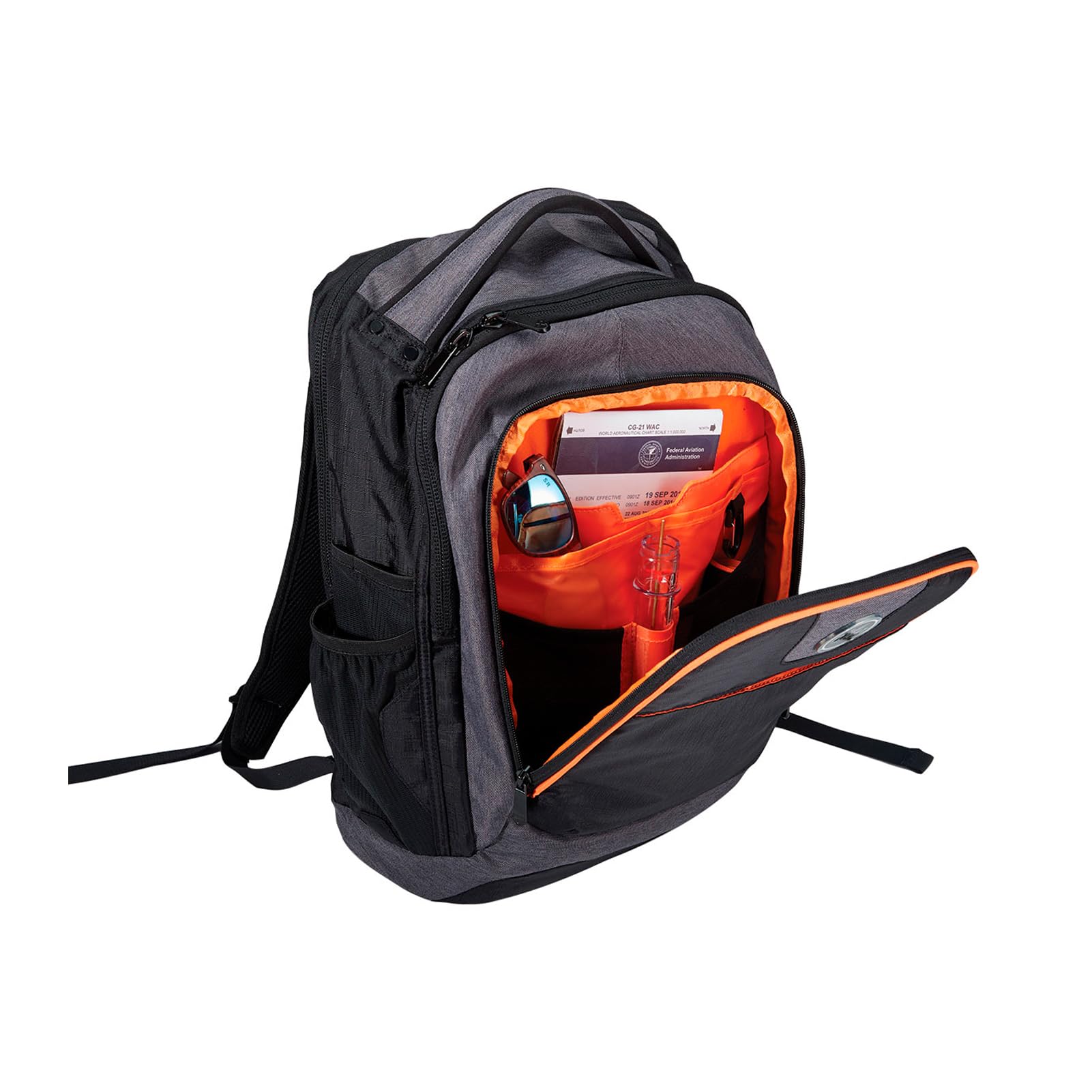 Flight Outfitters Aviator Spacious Durable Comfortable Padded Carry On Travel Backpack with Multiple Pockets for Men & Women, Black/Gray - Perfect for Air Travel, Business Trips & Outdoor Adventures