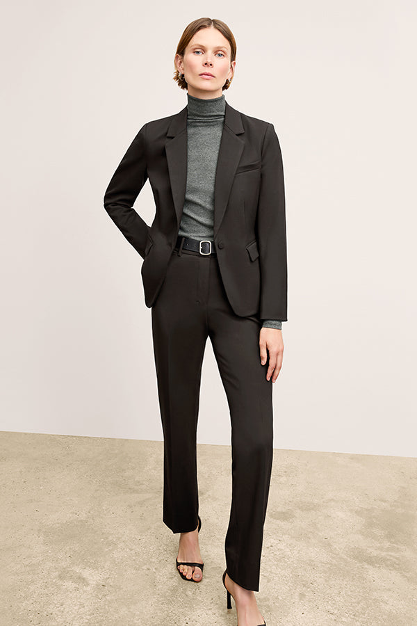 Smith Straight Trouser Washable Wool Twill Pants for Men - Classic Black Dress Pants for Office, Business & Formal Occasions