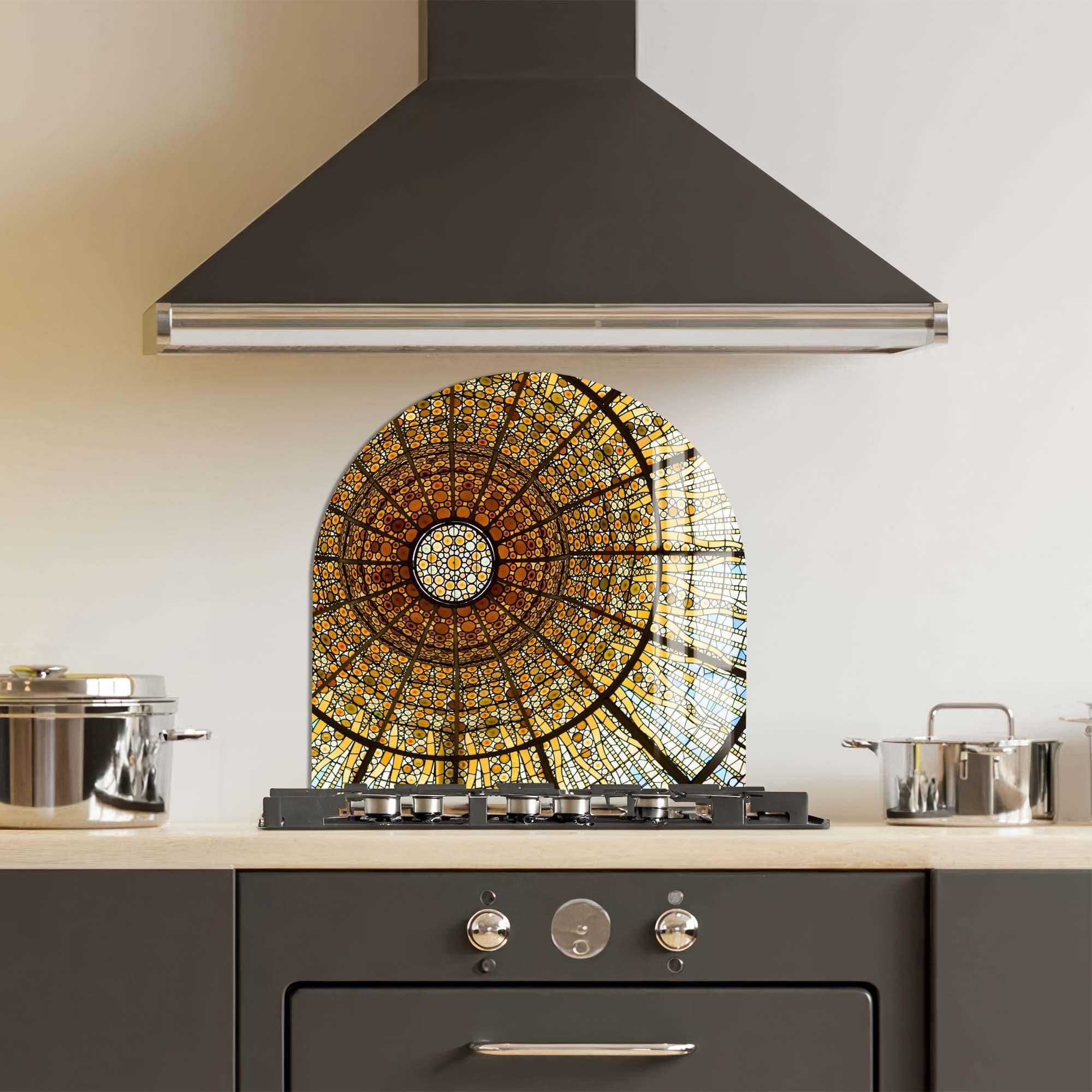 Golden Dome Glass Splashback - Premium Kitchen Backsplash Panel for Modern Homes - Perfect for Stovetops, Countertops & Backsplash Protection