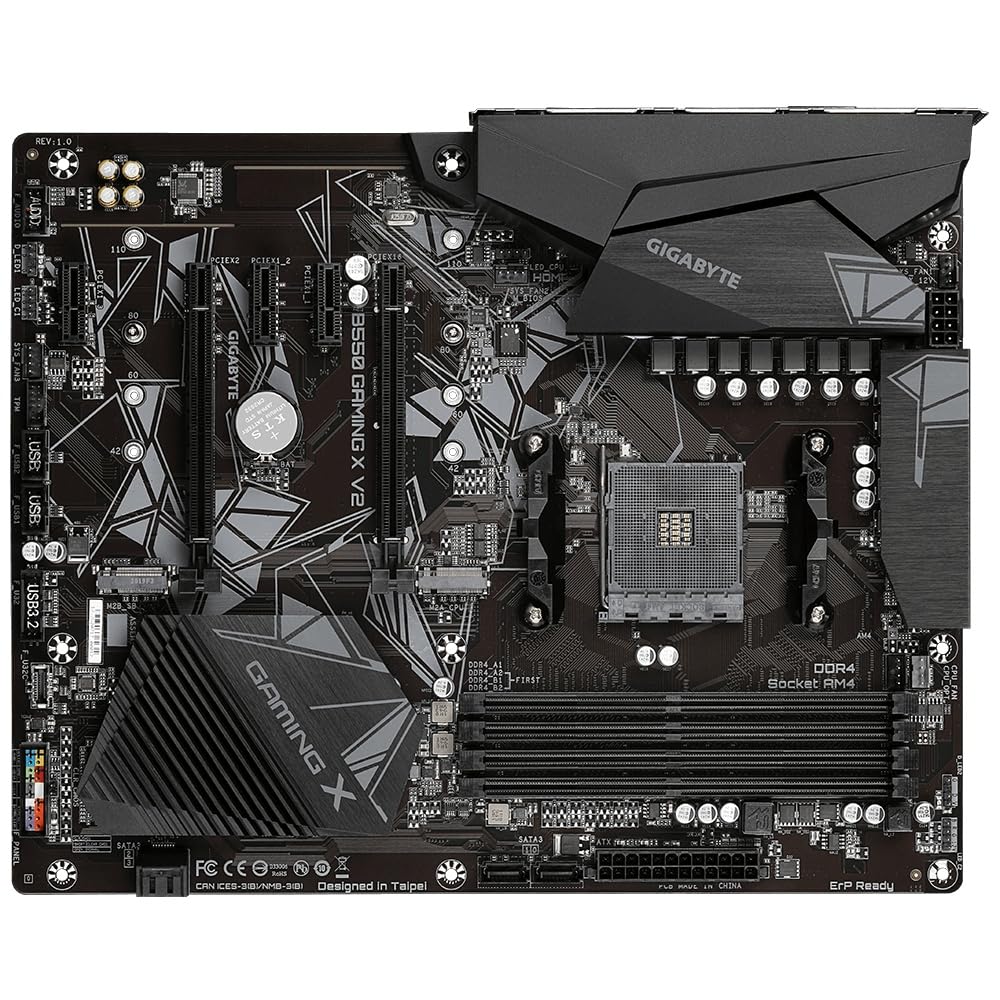 Gigabyte B550 Gaming X V2 ATX Motherboard - AMD Ryzen 5000 Ready, B550 Chipset, Dual M.2, HDMI/DVI, USB 3.1 Gen 2, DDR4 Support up to 128GB - Perfect for Gaming PCs, Workstations & Content Creation