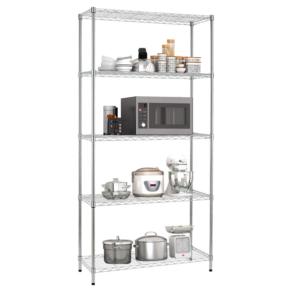 Adjustable 5-Tier Heavy Duty Metal Wire Shelving Unit - 72
