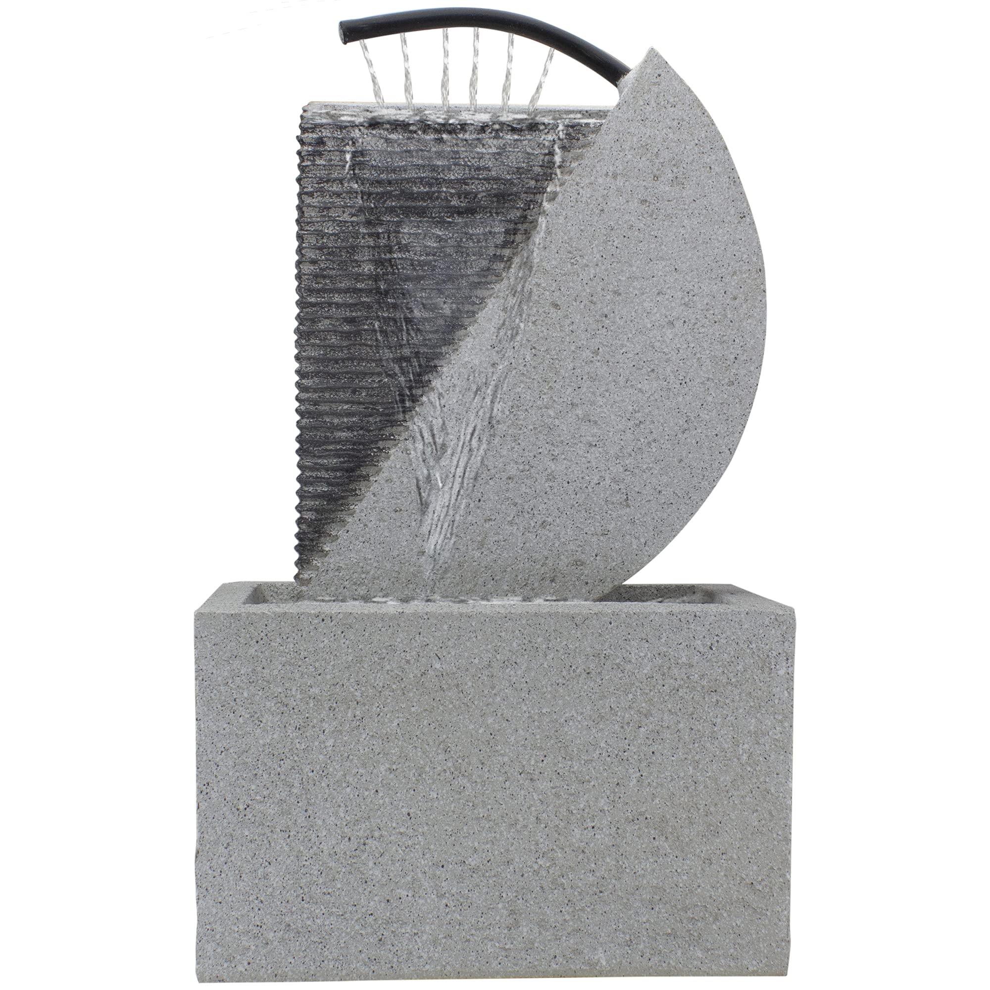 Modern Outdoor Waterfall Fountain - 20 Inch Gray Stone Rain Shower Garden Fountain for Patio, Yard, and Landscape Decor