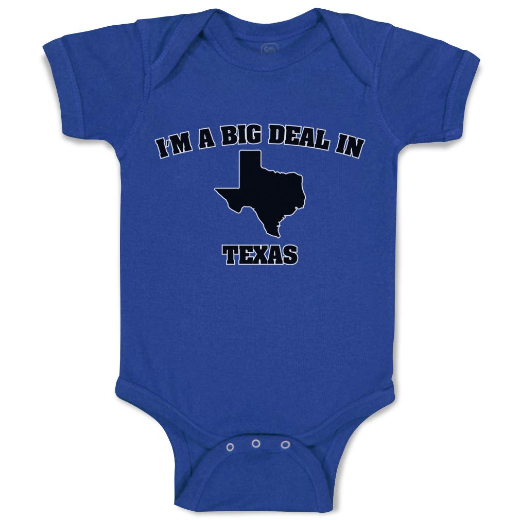 Funny Baby Bodysuit 'I'm A Big Deal in Texas' - Cotton Royal Blue Onesie for Boys & Girls (12 Months) | Perfect for Texas-Themed Parties, Photo Shoots & Everyday Cute Outfits