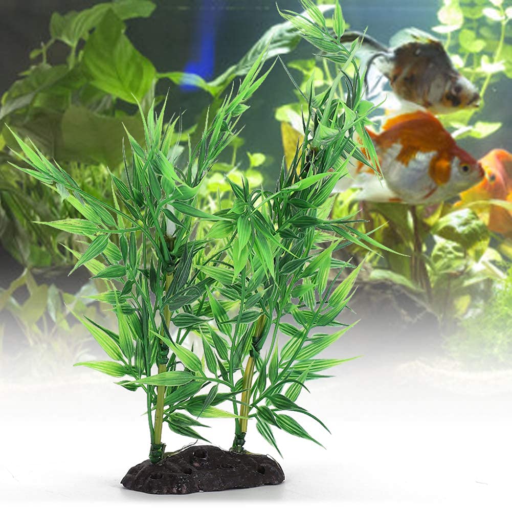 Jeanoko Artificial Aquatic Plants - Small Bamboo Leaves Green Plastic Water Plants for Freshwater & Marine Aquariums - Perfect Fish Tank Decor, Reptile & Amphibian Hiding Spots - Ideal for Aquascaping, Betta Fish Tanks & Terrariums