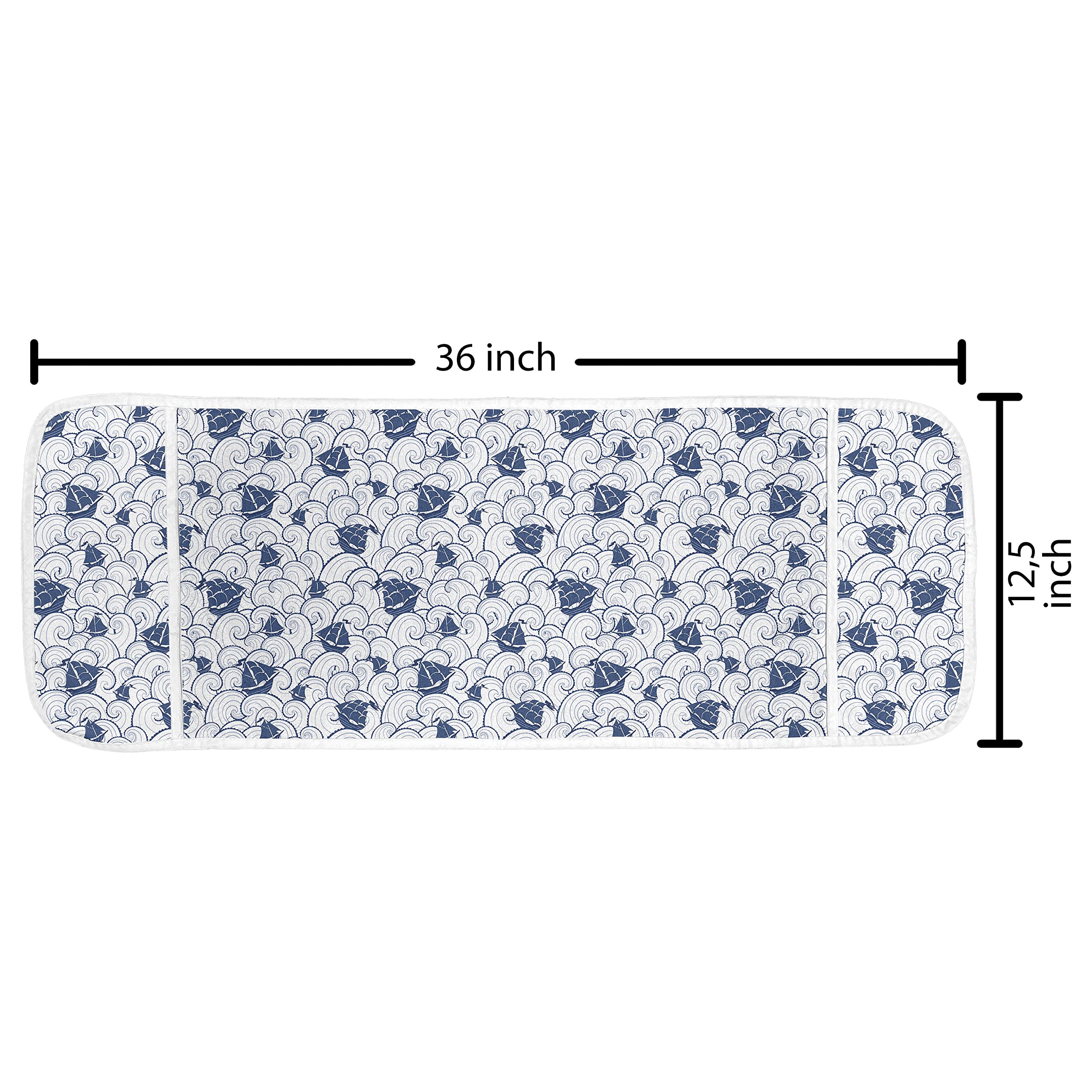Ambesonne Waterproof Microwave Cover - Nautical Ship & Ocean Waves Design, 36