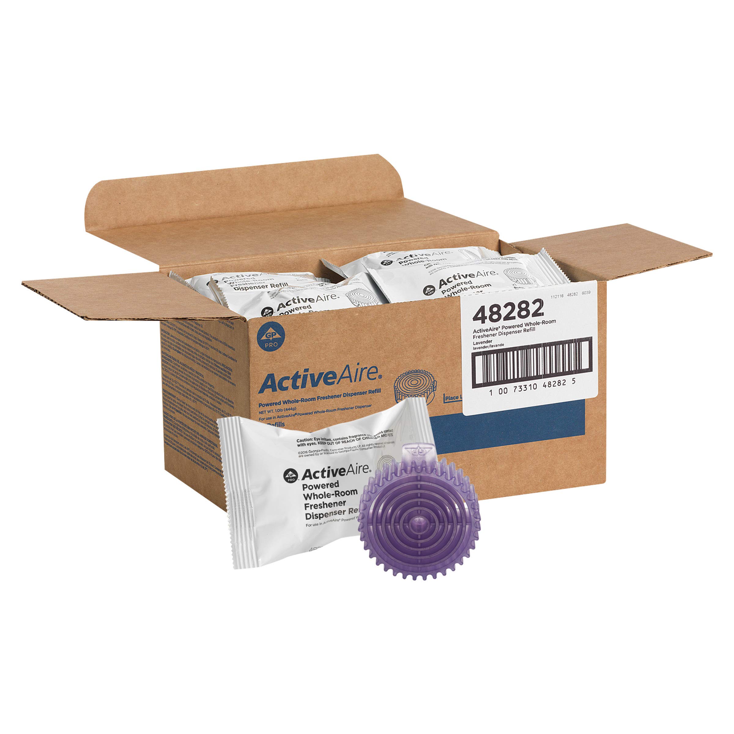 Georgia-Pacific ActiveAire Powered Whole-Room Air Freshener Dispenser Refill - Lavender Scent (12 Cartridges/Case) | Long-Lasting Fragrance for Offices, Restrooms & Homes
