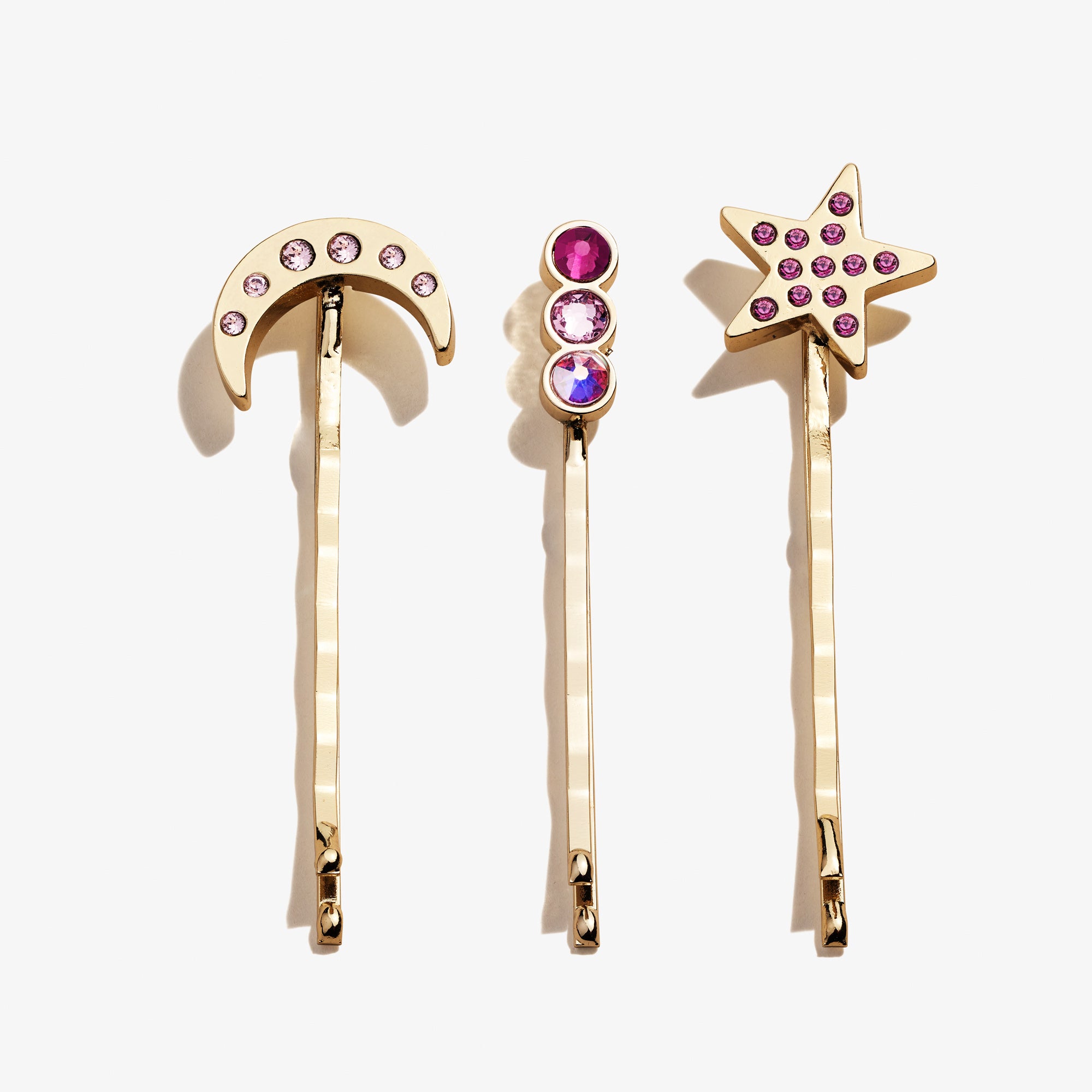 Amethyst Moon and Star Hair Pins Set of 3 - Elegant Crystal Hair Accessories for Women, Bridal Hair Jewelry, Boho Festival Hair Clips - Perfect for Weddings, Parties & Everyday Wear