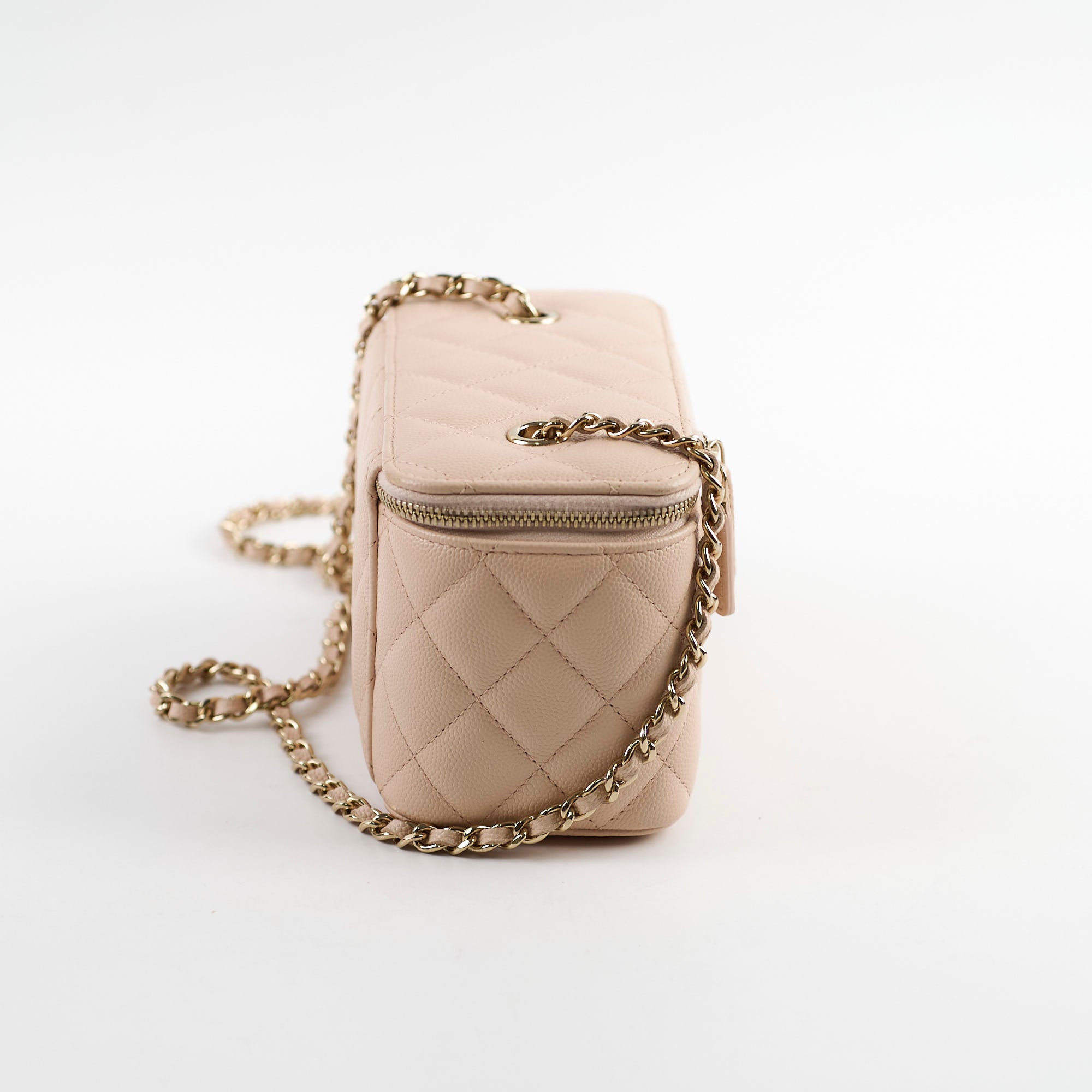 Chanel Mini Vanity Bag Caviar Leather Beige Claire 31 Series 2021 - New Version Luxury Crossbody Bag for Women, Perfect for Parties, Dating & Evening Events
