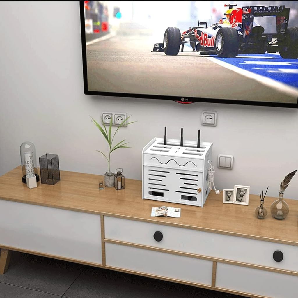 Dual-Purpose WiFi Router Storage Box - Wall & Desktop Cable Management Hider for Home & Office | Hide Power Strips & Organize Wires | Perfect for Home Decor & Workspace Organization