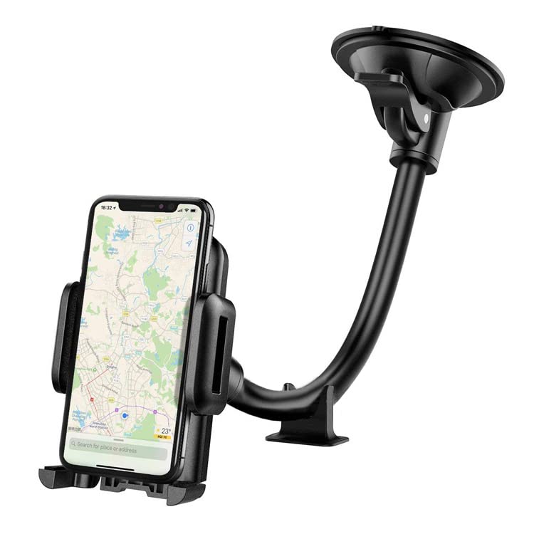 Universal Car Phone Mount Holder - Strong Suction Cup Windshield Dashboard Phone Stand for iPhone & Android - Anti-Shake Stabilizer for Safe Driving - Perfect for GPS Navigation, Rideshare & Road Trips