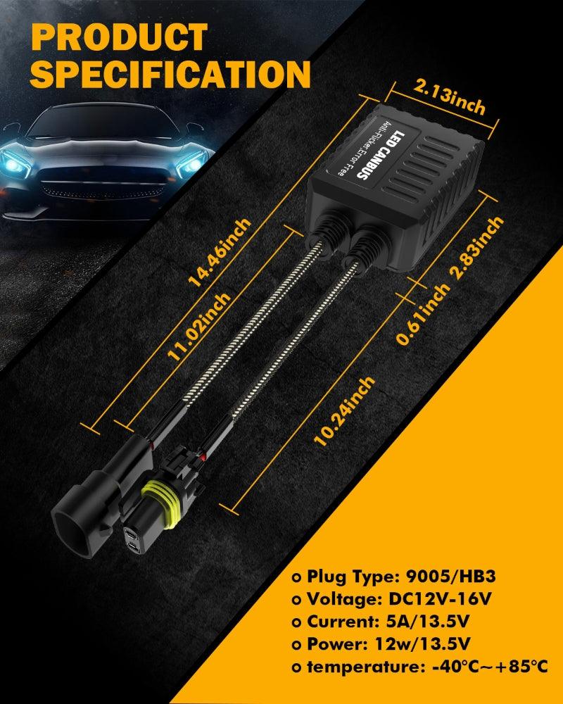 9012/HIR2 C20 LED Headlight Bulbs with Canbus Decoder & Resistor Kit - 2PCS Set - High Performance Replacement for Brighter Road Visibility - Perfect for Night Driving & Foggy Conditions