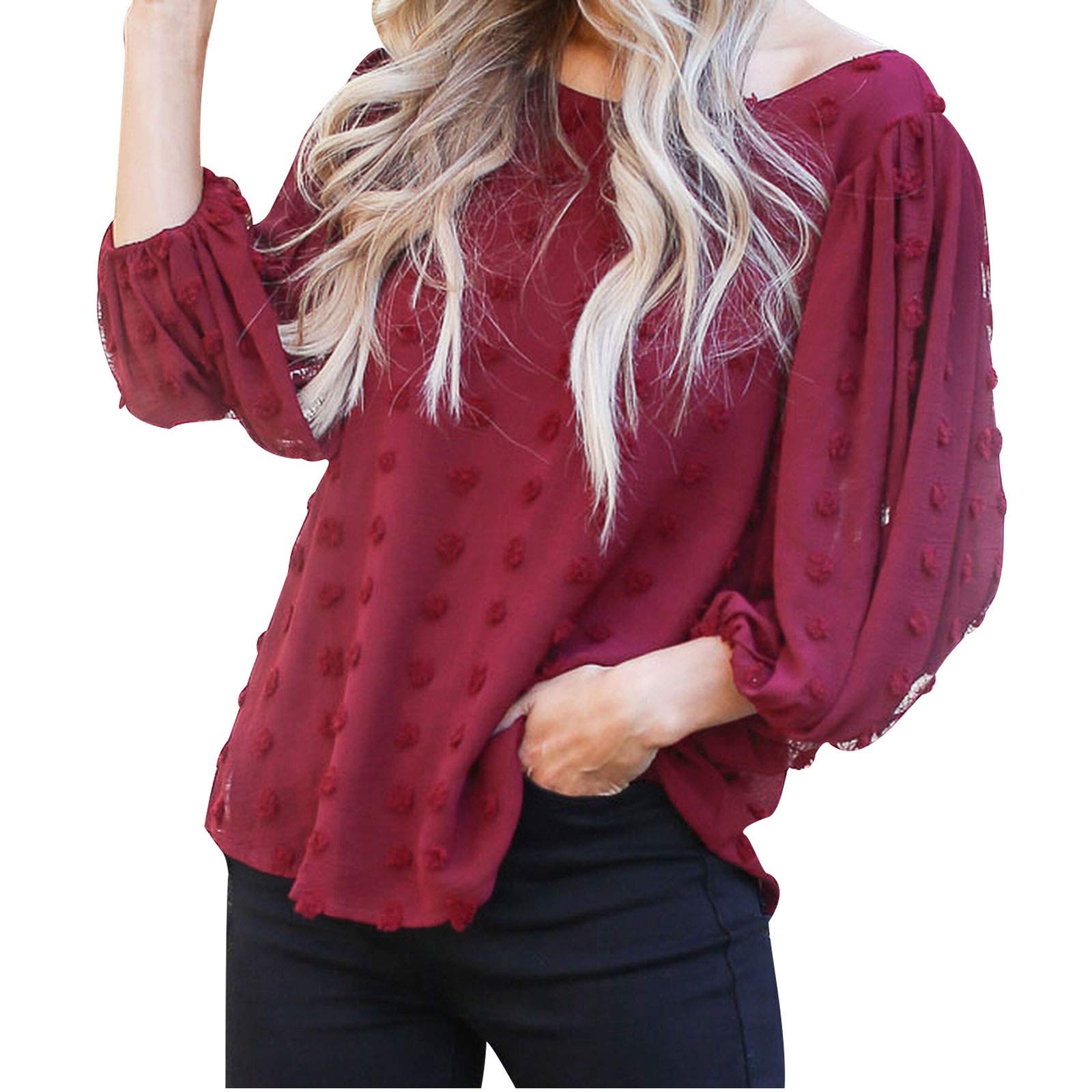 Stylish Women's Solid Color Blouse Tops Set of 4 - Casual & Office Wear for Everyday Comfort