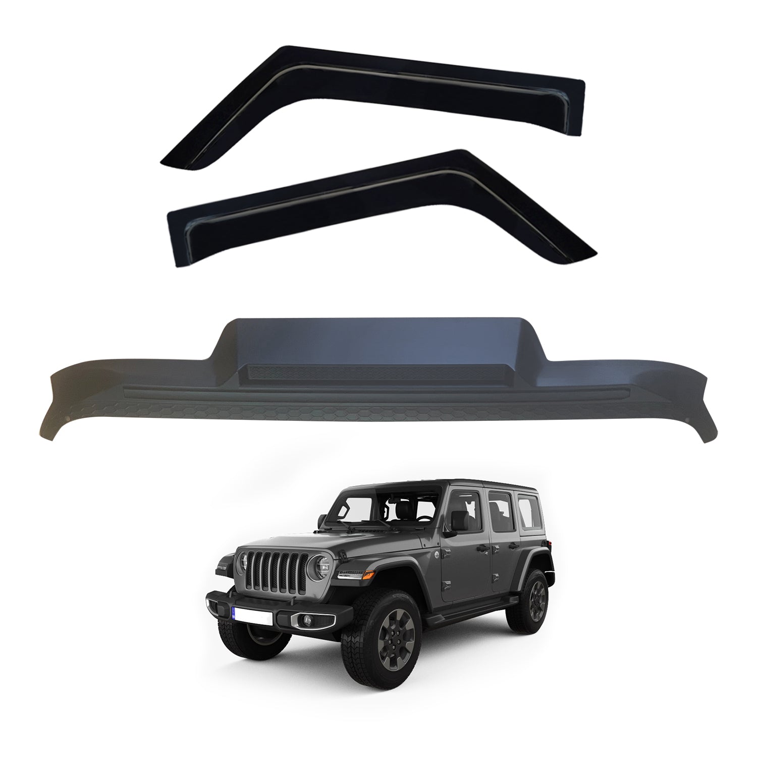 Weather Shields + Bonnet Protector for Jeep Wrangler 2 Door JL (2018-Present) - Durable Wind & Rain Protection for Off-Road Adventures & Daily Commutes
