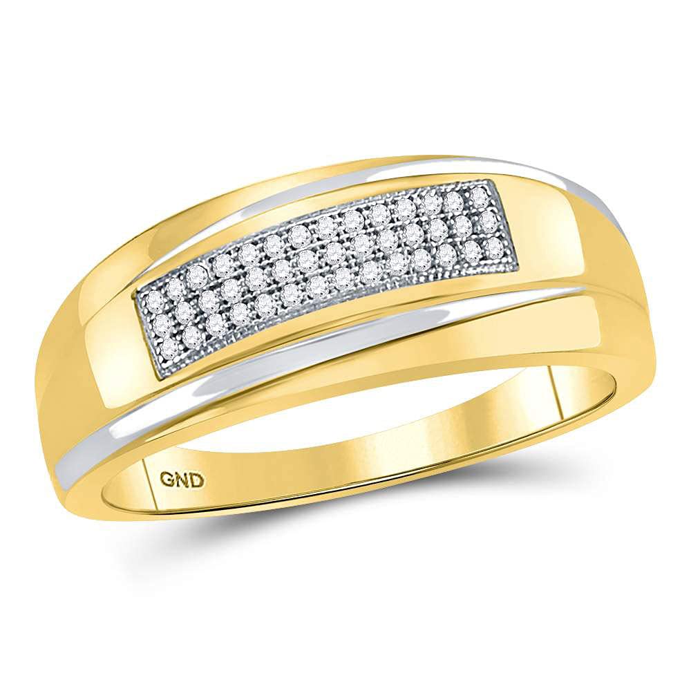 10kt Two-Tone Gold Men's Round Diamond Wedding Band Ring - 1/8 Cttw, Classic Comfort Fit Design for Engagement, Anniversary & Special Occasions