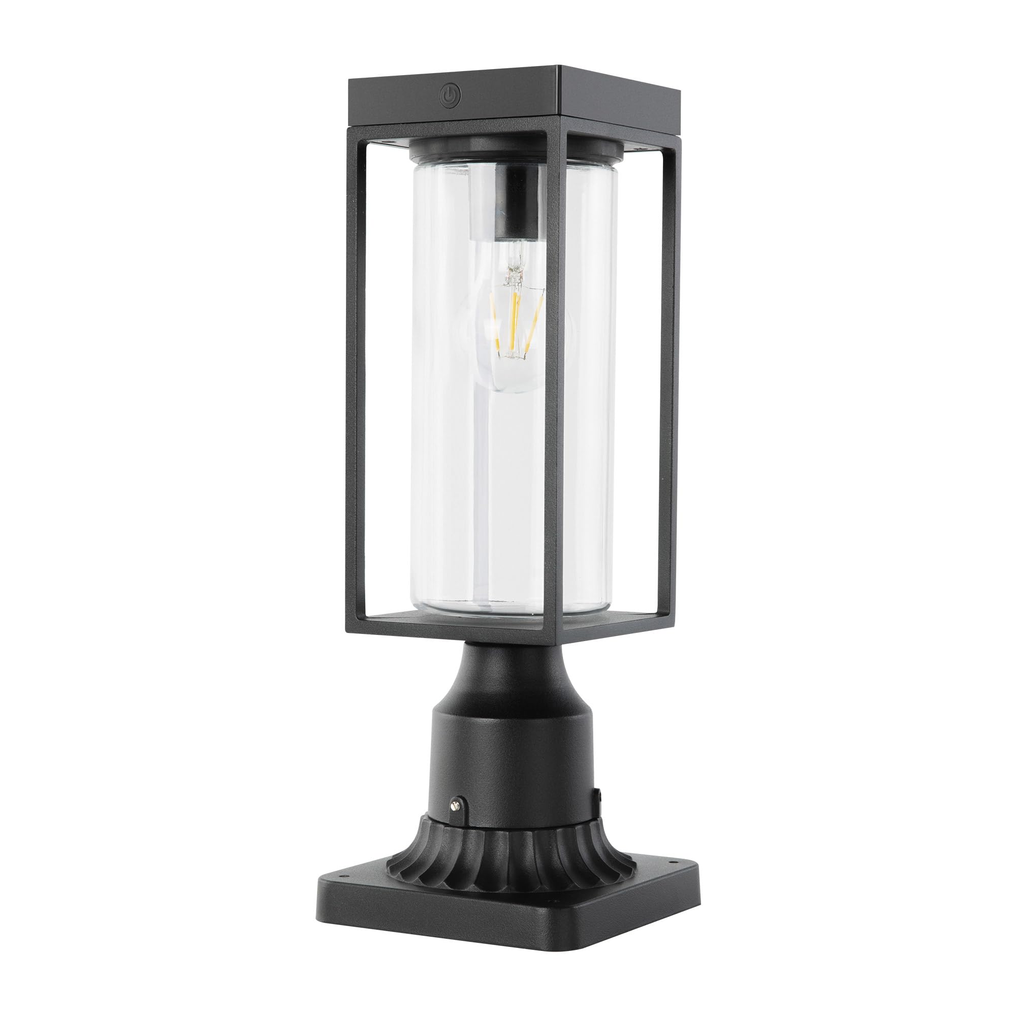 LUTEC Solar Post Light - Dusk to Dawn Outdoor Solar Lamp with Pier Mount Base, Waterproof Black Aluminum Fixture for Garden, Yard, Patio, Fence & Pole | Perfect for Pathway Lighting, Driveway Illumination & Landscape Decoration
