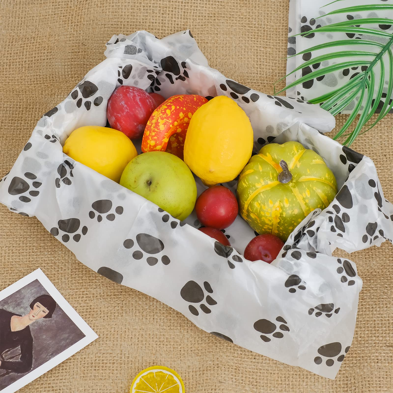 100 Sheets Dog Paw Print Wrapping Paper - Rustic Art Holiday Gift Wrap Tissue for Bags, Presents, and Crafts | Perfect for Christmas, Birthdays, and Pet Lover Gifts