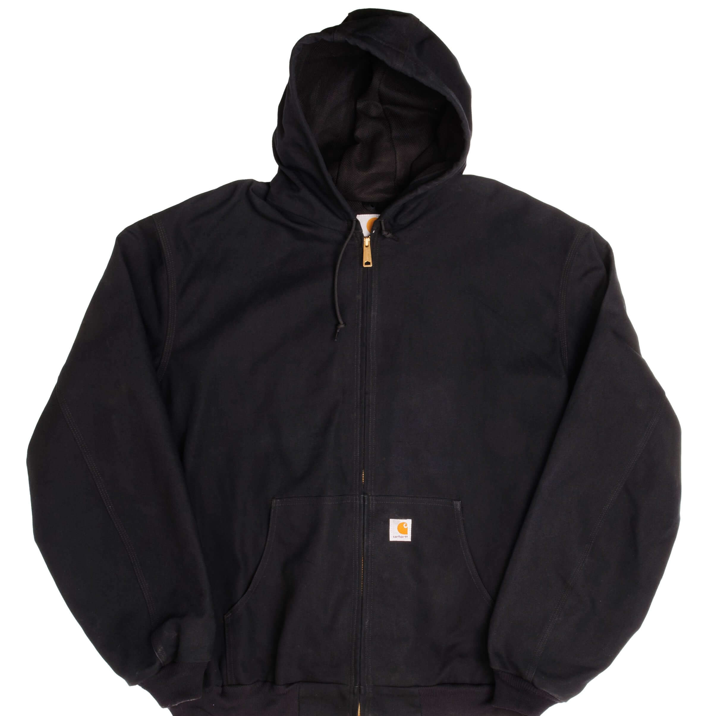 Vintage Carhartt Black Hooded Active Jacket J131BLK Size 3XL - Made in USA - Durable Workwear for Outdoor Activities & Construction Sites