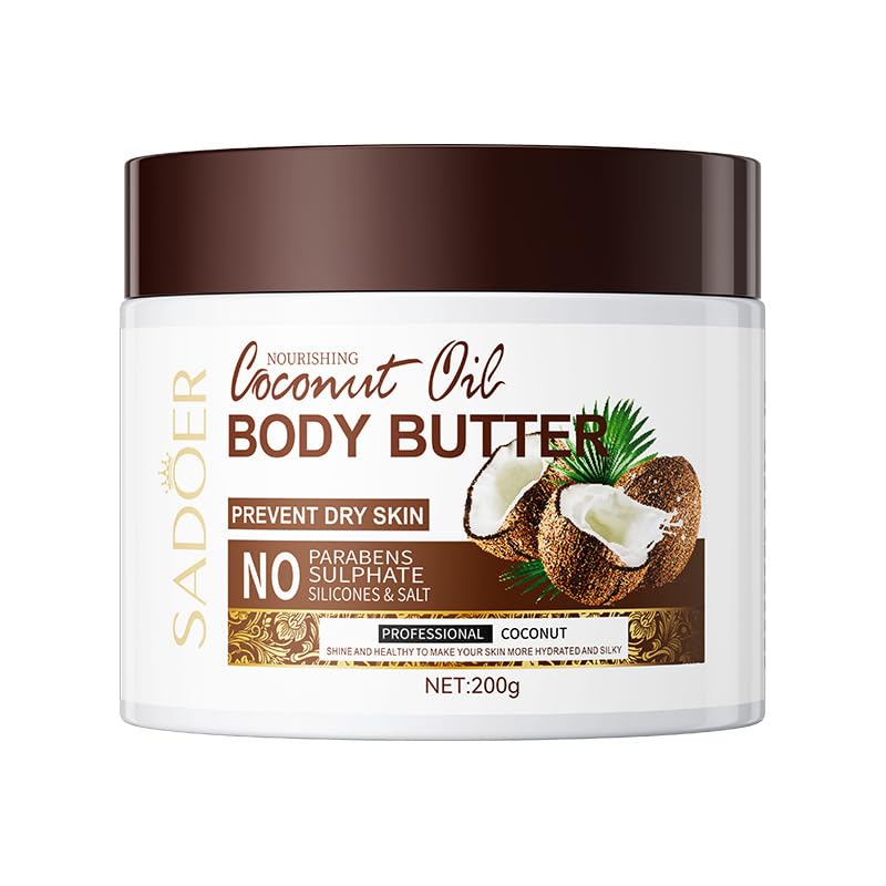 Organic Coconut Body Butter for Dry Skin - 24-Hour Deep Moisturizing Hand & Body Cream with Natural Coconut Oil for Smooth, Radiant Skin | Perfect for Daily Hydration, Winter Skin Care & Post-Shower Moisturizing