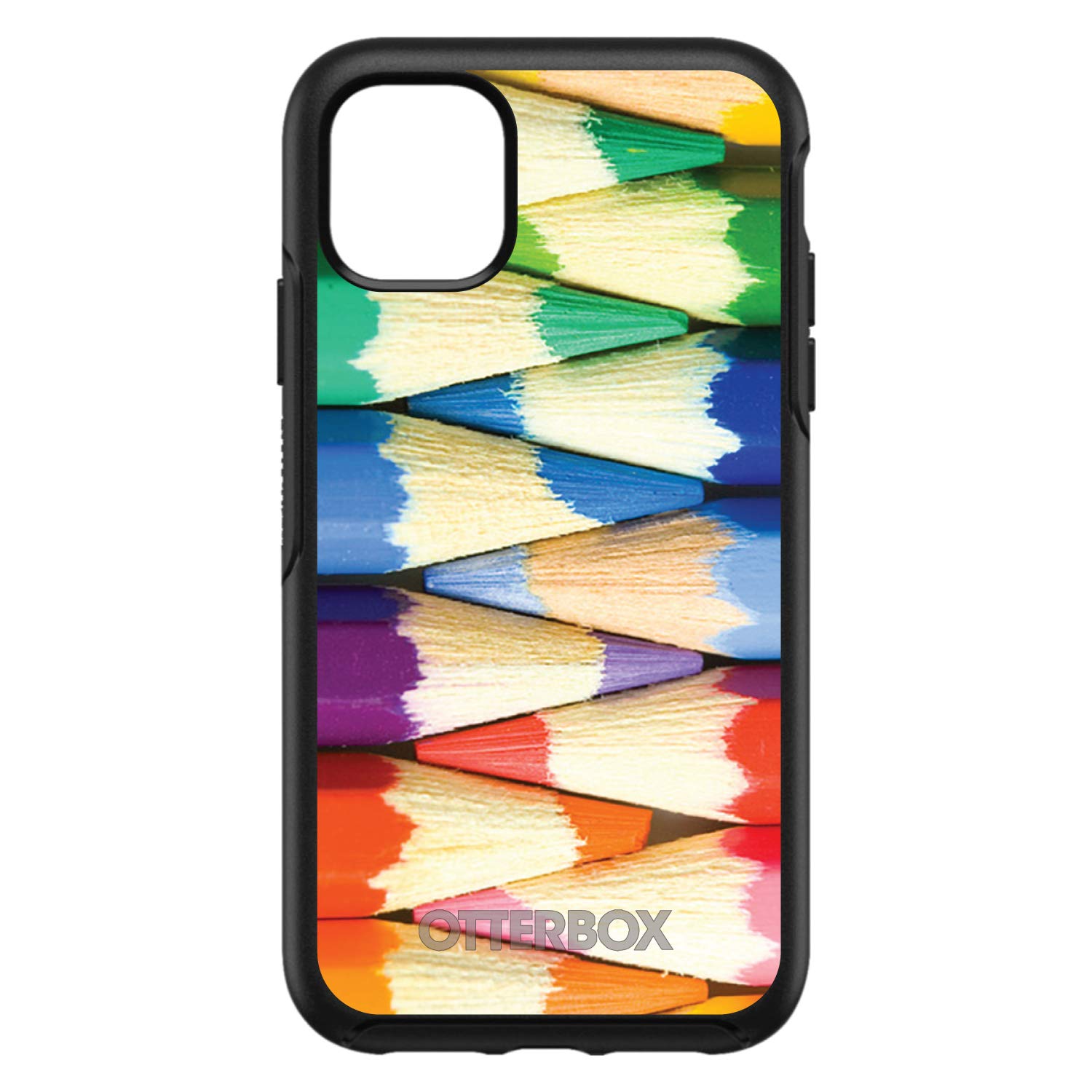 DistinctInk iPhone 12 Pro MAX Case (6.7 Inch) - Durable Rainbow Pencil Design Protective Cover - OtterBox Symmetry Alternative - Perfect for Artists, Students & Creative Professionals