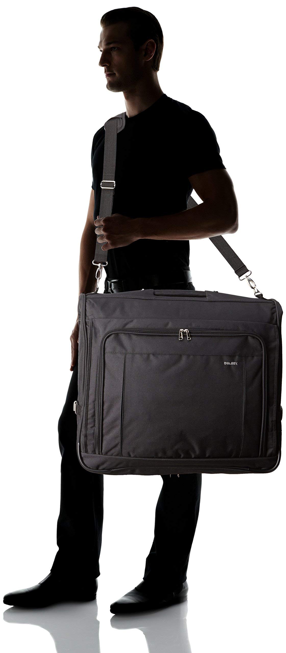 DELSEY Paris Deluxe 45 Inch Hanging Travel Garment Bag for Suits & Dresses - Black - Perfect for Business Trips, Weddings & Formal Events