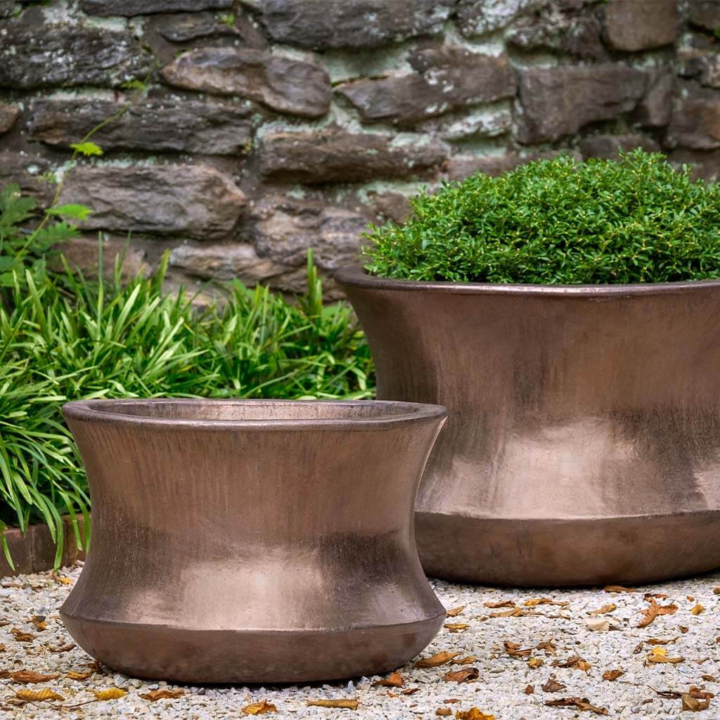 Premium Bronze Jura Planters Set of 2 - Elegant Indoor/Outdoor Flower Pots for Patio, Garden & Home Decor - Campania International