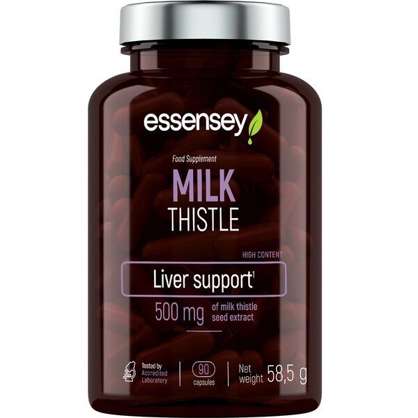 Essensey Milk Thistle 500mg - 90 Capsules | Liver Support Supplement | Detox & Antioxidant Boost for Daily Wellness