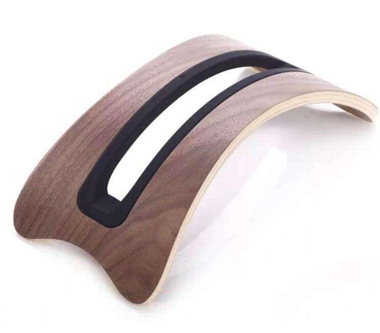 Ergonomic Wooden Arc Laptop Stand for MacBook - Adjustable Height & Angle for Comfortable Typing, Perfect for Home Office & Workspace Setup