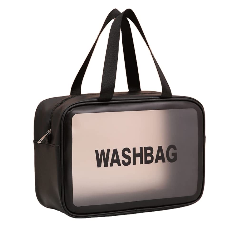 G2J BROTHERS Waterproof Clear Toiletry Bag for Travel - Large Cosmetic Makeup Organizer with Zipper - Perfect for Men & Women (Black) | Ideal for Airplane Carry-on, Gym, Beach & Vacation Essentials Storage