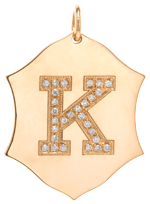 14K Gold Pavé Diamond Initial Large Ornate Shield Charm Pendant - Elegant Personalized Jewelry for Women, Perfect for Gifts, Anniversaries & Special Occasions