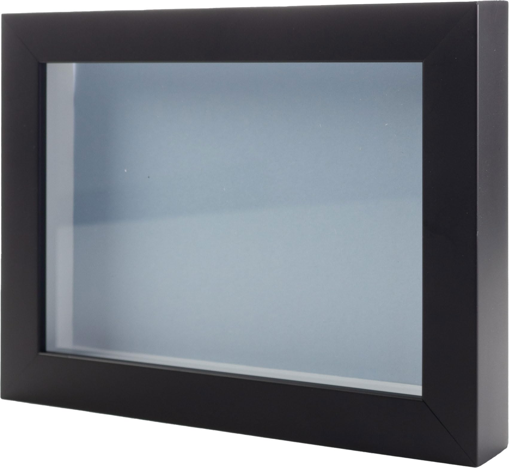 Black 14x28 Wood Shadow Box Display Frame with Acid-Free Blue Backing & UV Protective Acrylic - 3/4