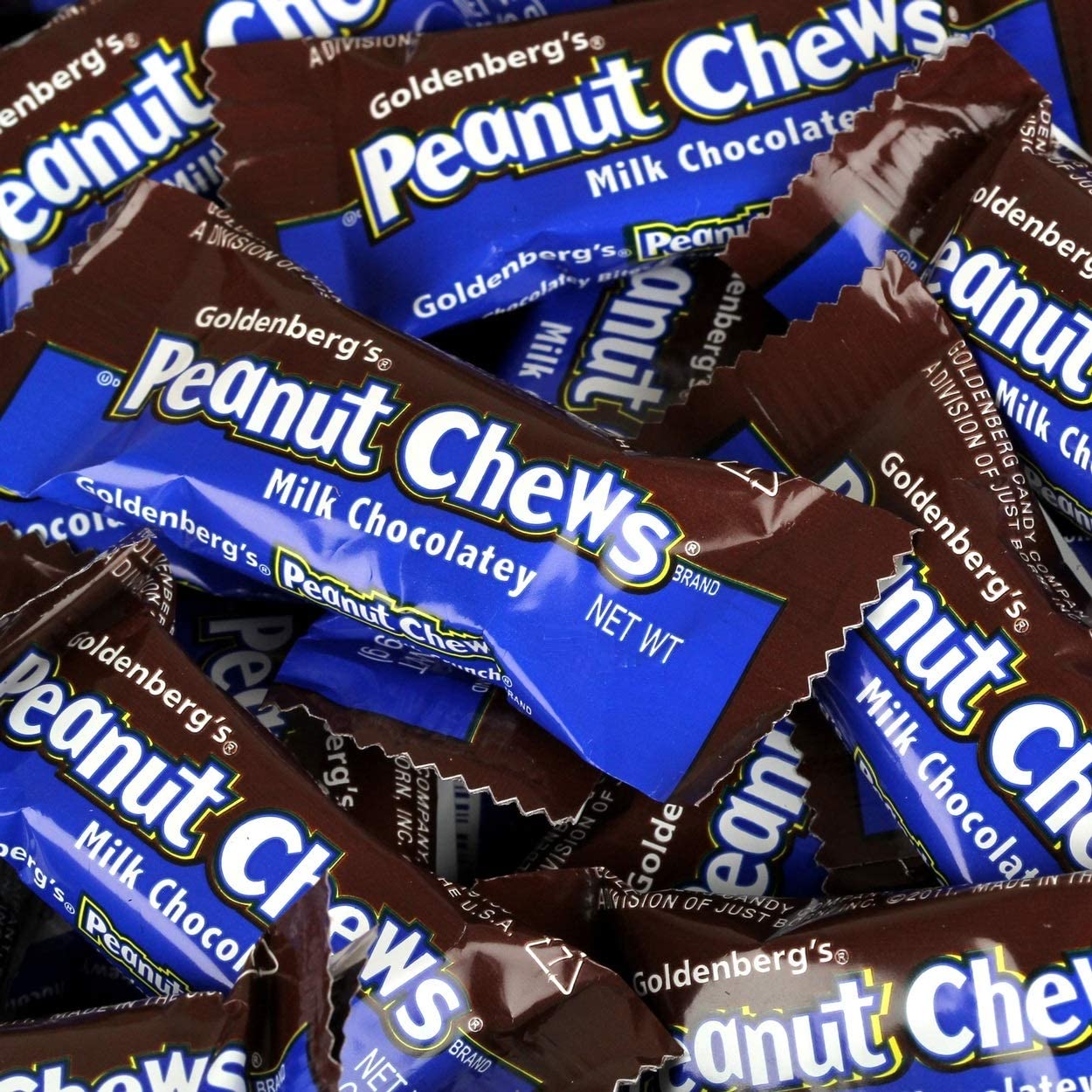Goldenberg's Dark Chocolate Peanut Chews - Milk Chocolatey Candy Bars with Crunchy Peanuts - Bulk Assorted Mini Chewy Bites - Perfect for Holidays, Parties, Gifts & Celebrations - Great for Office Snacks, Movie Nights & Dessert Platters (4 Pounds)