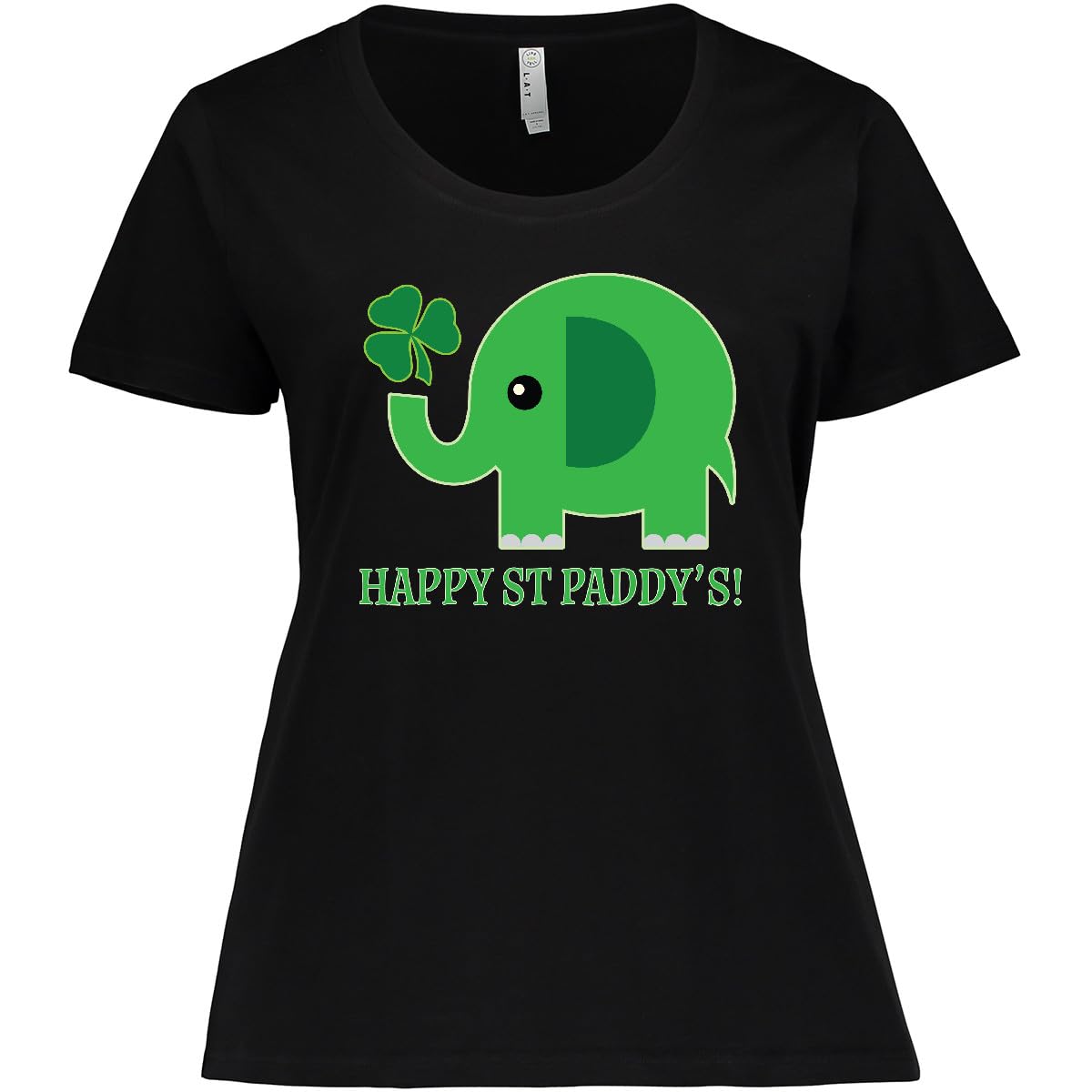 Inktastic Happy St. Patrick's Day Elephant Graphic Plus Size Women's T-Shirt - Cute Irish-Themed Casual Top for Festive Parties & Everyday Wear