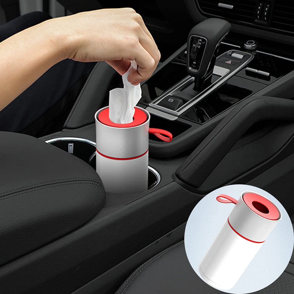 Portable Hanging Car Tissue Holder - Mini Napkin Dispenser for Cup Holder, Console or Door - Compact Tissue Case for Car, Home & Office - Perfect for Road Trips, Daily Commute & Workspaces