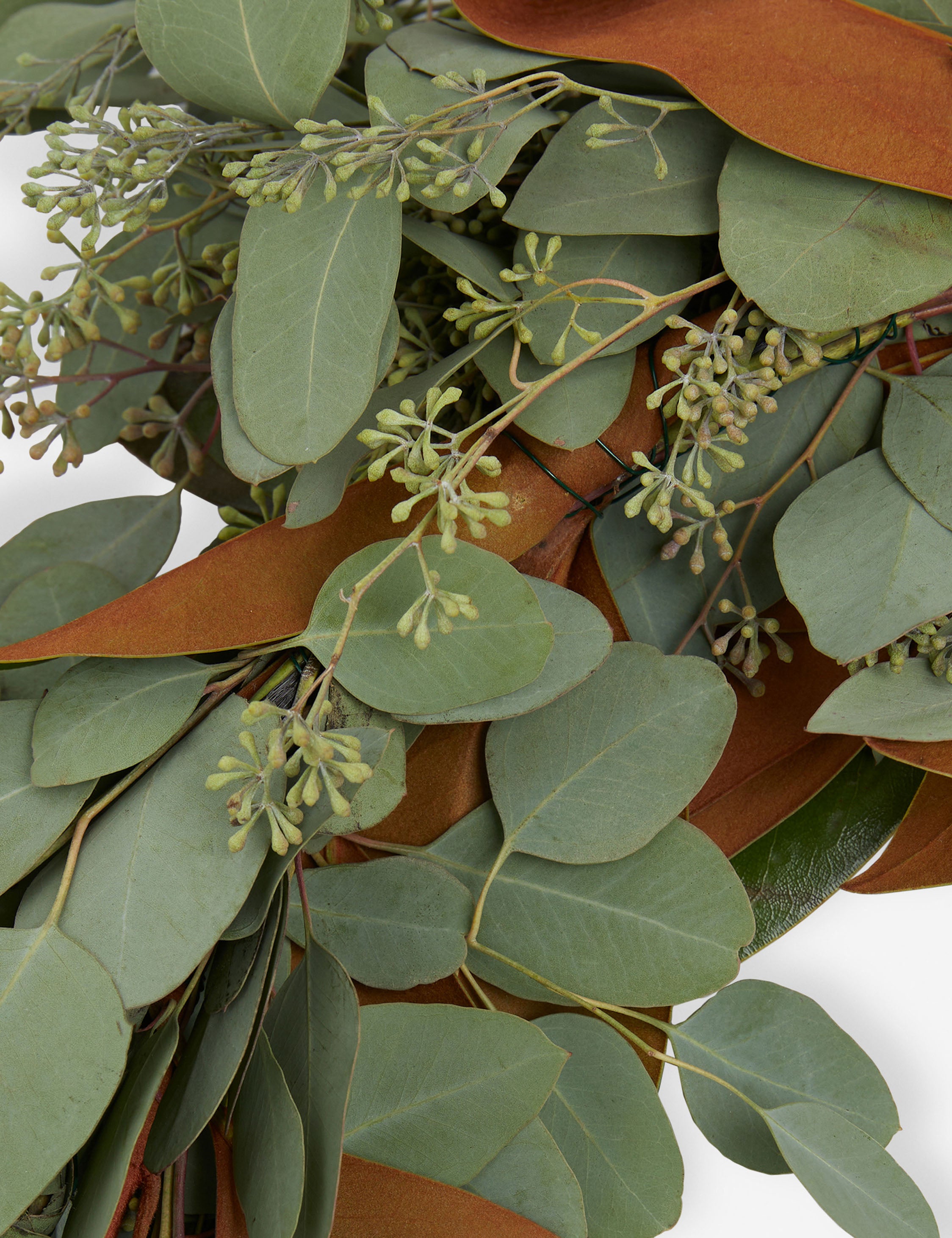 Fresh Handmade Magnolia and Seeded Eucalyptus Garland - Natural Floral Decor for Weddings, Home & Events | Rustic Boho Wreath for Doors, Walls & Tables