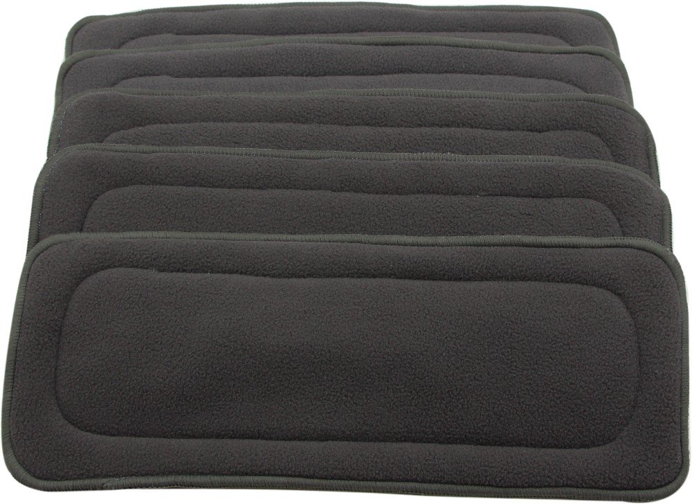 Ohbabyka Reusable Baby Cloth Diaper Liners - 10 Pack Soft Charcoal Bamboo Inserts for Sensitive Skin (Black) | Eco-Friendly Washable Cloth Diaper Accessories for Newborns & Toddlers | Perfect for Overnight Use & Leak Protection