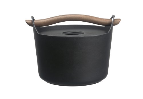 Iittala Sarpaneva 3-Quart Cast Iron Casserole with Wooden Handle - Premium Enameled Dutch Oven for Baking, Roasting & Serving - Perfect for Stovetop, Oven & Tabletop Use