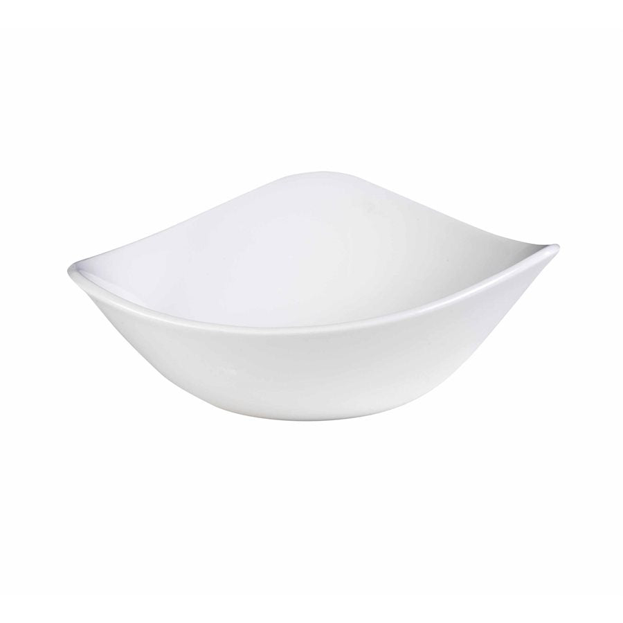 Churchill Lotus 13 Oz White Triangle Bowls - Set of 12 - Perfect for Salads, Snacks & Party Serving - Durable Restaurant & Home Dinnerware